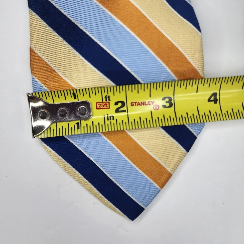 BROOKS BROTHERS MAKERS Yellow /Blue Stripe Silk Tie.